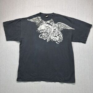 Vtg Y2K Split Skateboarding Shirt Mens XL Short Sleeve Skull Skate 2000s